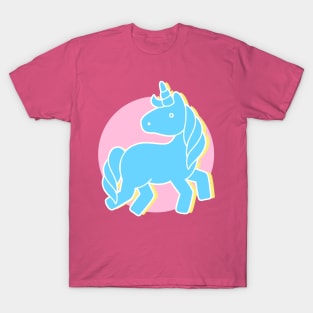 Blue unicorn in a pink world T-Shirt